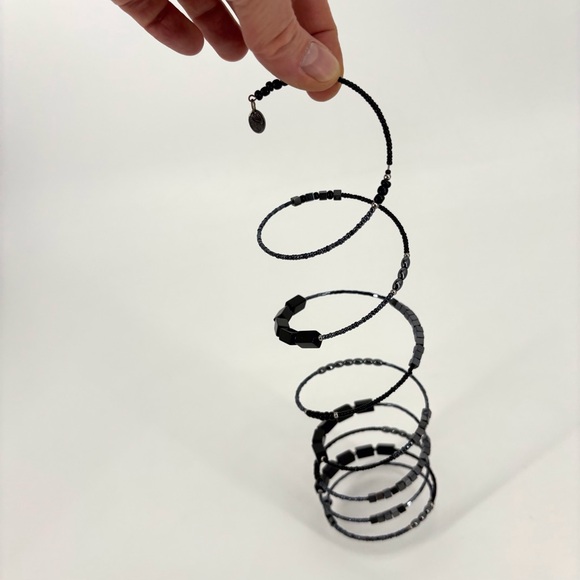 Hematite, Black Onyx, and Bead Wired Wrap Around Bracelet - Picture 9 of 10